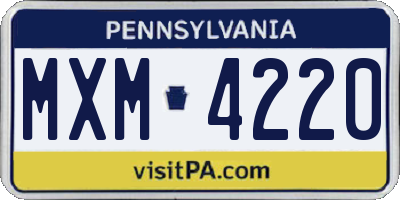 PA license plate MXM4220