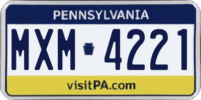 PA license plate MXM4221