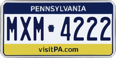 PA license plate MXM4222