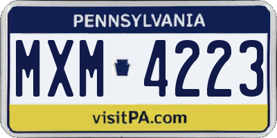 PA license plate MXM4223