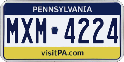 PA license plate MXM4224