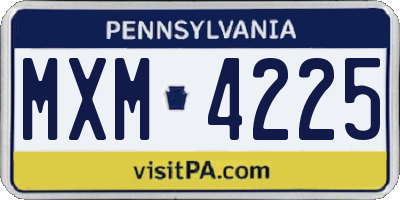 PA license plate MXM4225