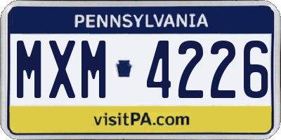 PA license plate MXM4226