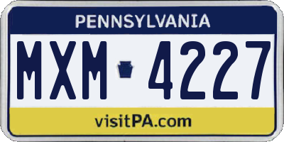 PA license plate MXM4227