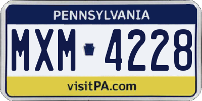 PA license plate MXM4228
