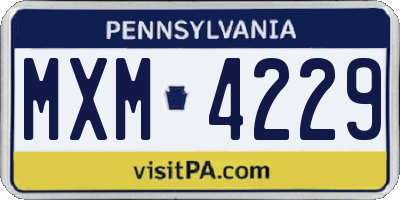 PA license plate MXM4229