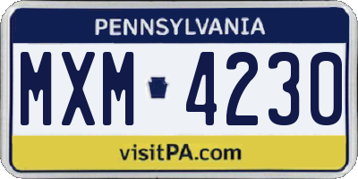 PA license plate MXM4230
