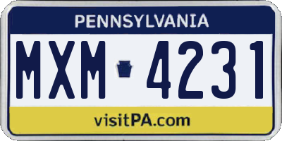 PA license plate MXM4231