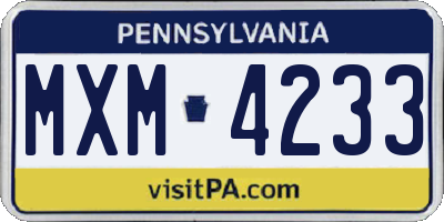 PA license plate MXM4233