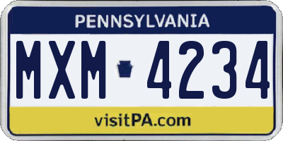 PA license plate MXM4234