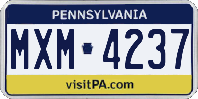 PA license plate MXM4237