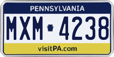 PA license plate MXM4238