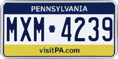 PA license plate MXM4239