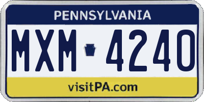 PA license plate MXM4240