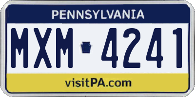 PA license plate MXM4241