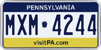 PA license plate MXM4244