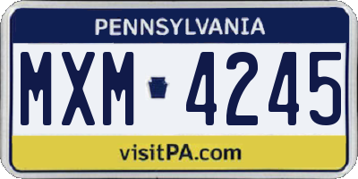 PA license plate MXM4245