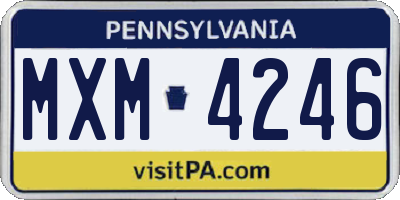 PA license plate MXM4246