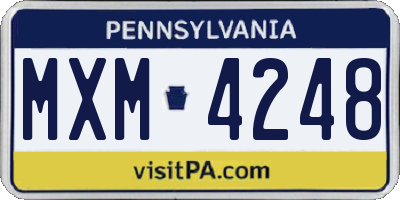 PA license plate MXM4248