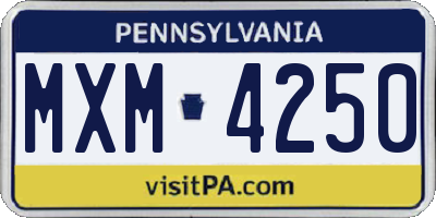 PA license plate MXM4250