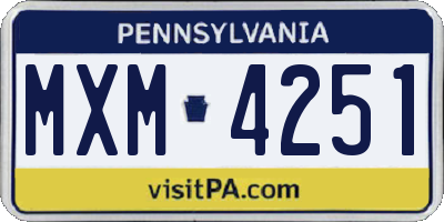 PA license plate MXM4251
