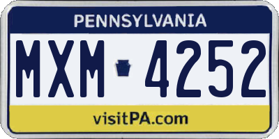 PA license plate MXM4252