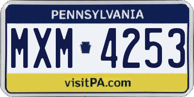 PA license plate MXM4253