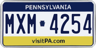 PA license plate MXM4254