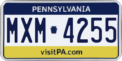 PA license plate MXM4255