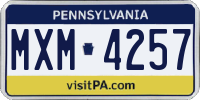 PA license plate MXM4257