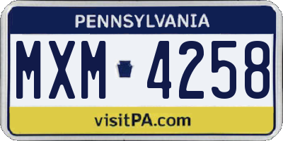 PA license plate MXM4258