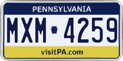 PA license plate MXM4259