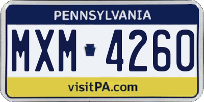 PA license plate MXM4260