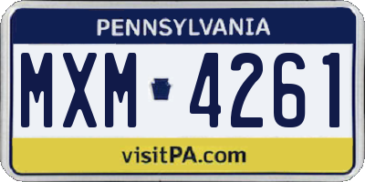 PA license plate MXM4261