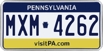 PA license plate MXM4262