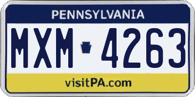 PA license plate MXM4263
