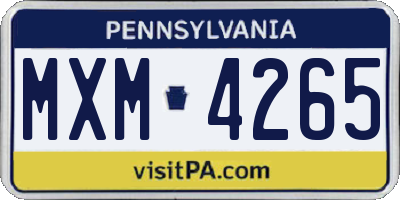 PA license plate MXM4265