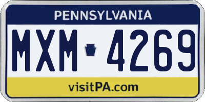 PA license plate MXM4269