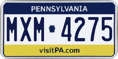 PA license plate MXM4275