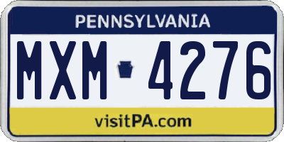 PA license plate MXM4276