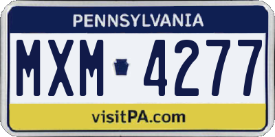 PA license plate MXM4277
