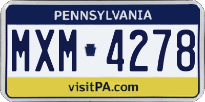 PA license plate MXM4278