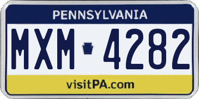 PA license plate MXM4282