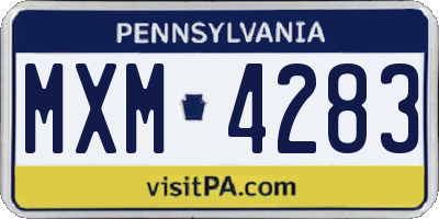 PA license plate MXM4283