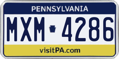 PA license plate MXM4286