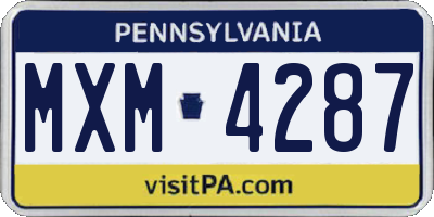 PA license plate MXM4287