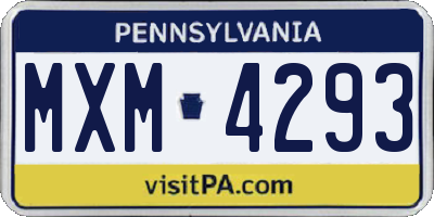 PA license plate MXM4293