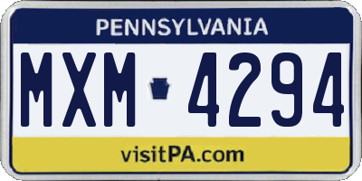 PA license plate MXM4294