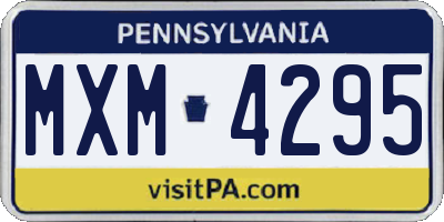 PA license plate MXM4295