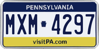 PA license plate MXM4297